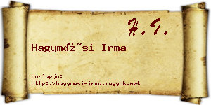 Hagymási Irma névjegykártya